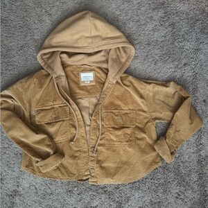 American Eagle Outfitters Cropped Corduroy Jacket with Hood